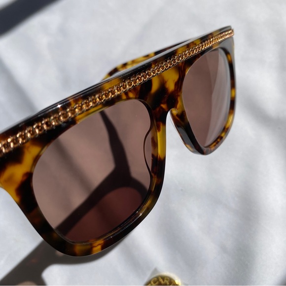 Stella McCartney Statement Chain Tortoise Shell Sunglasses - Picture 5 of 13